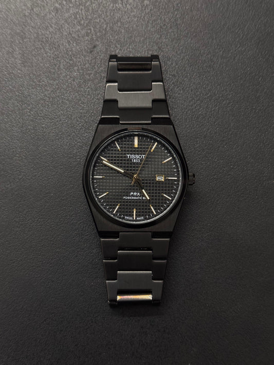 Black Tissot PRX Men's Watch – Luxury Steel Design - Huizen