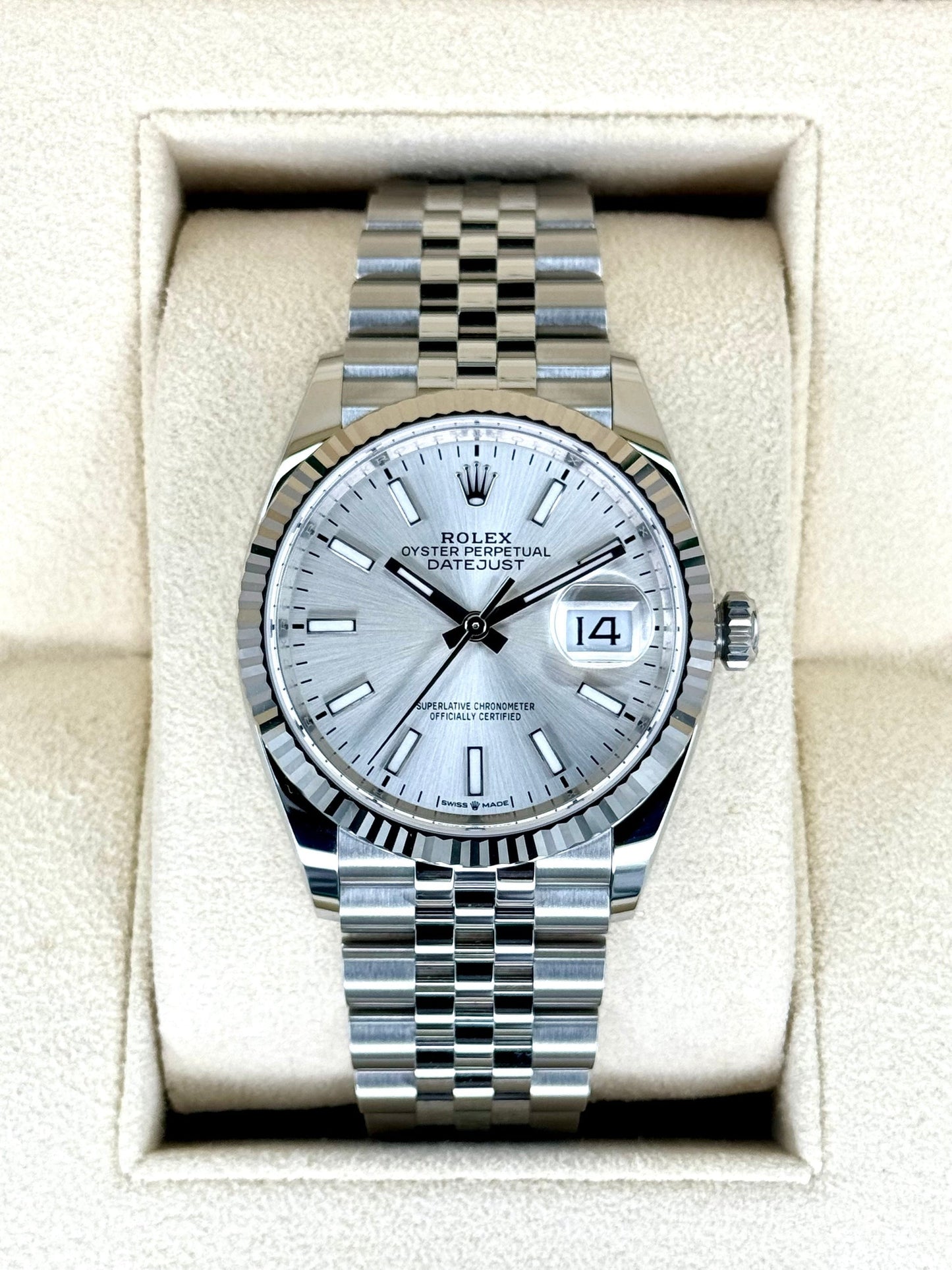 Silver Rolex Oyerter Pepretual Date just