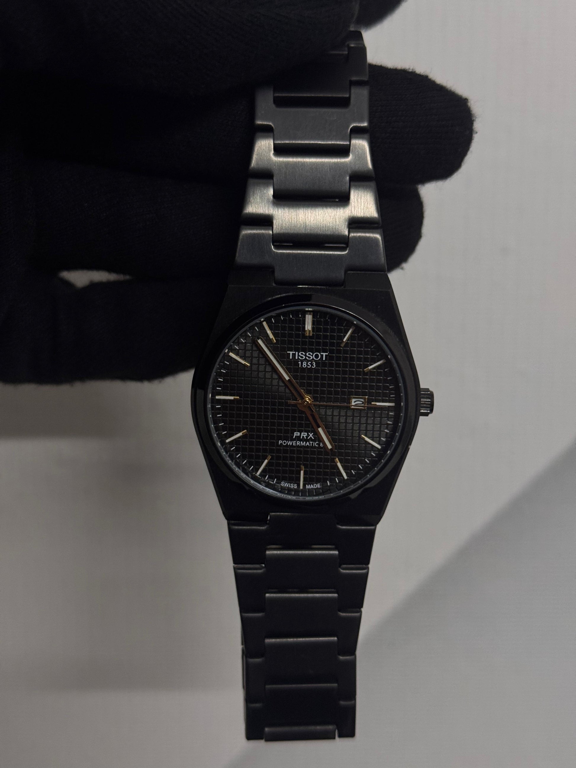 Black Tissot PRX Men's Watch – Luxury Steel Design - Huizen