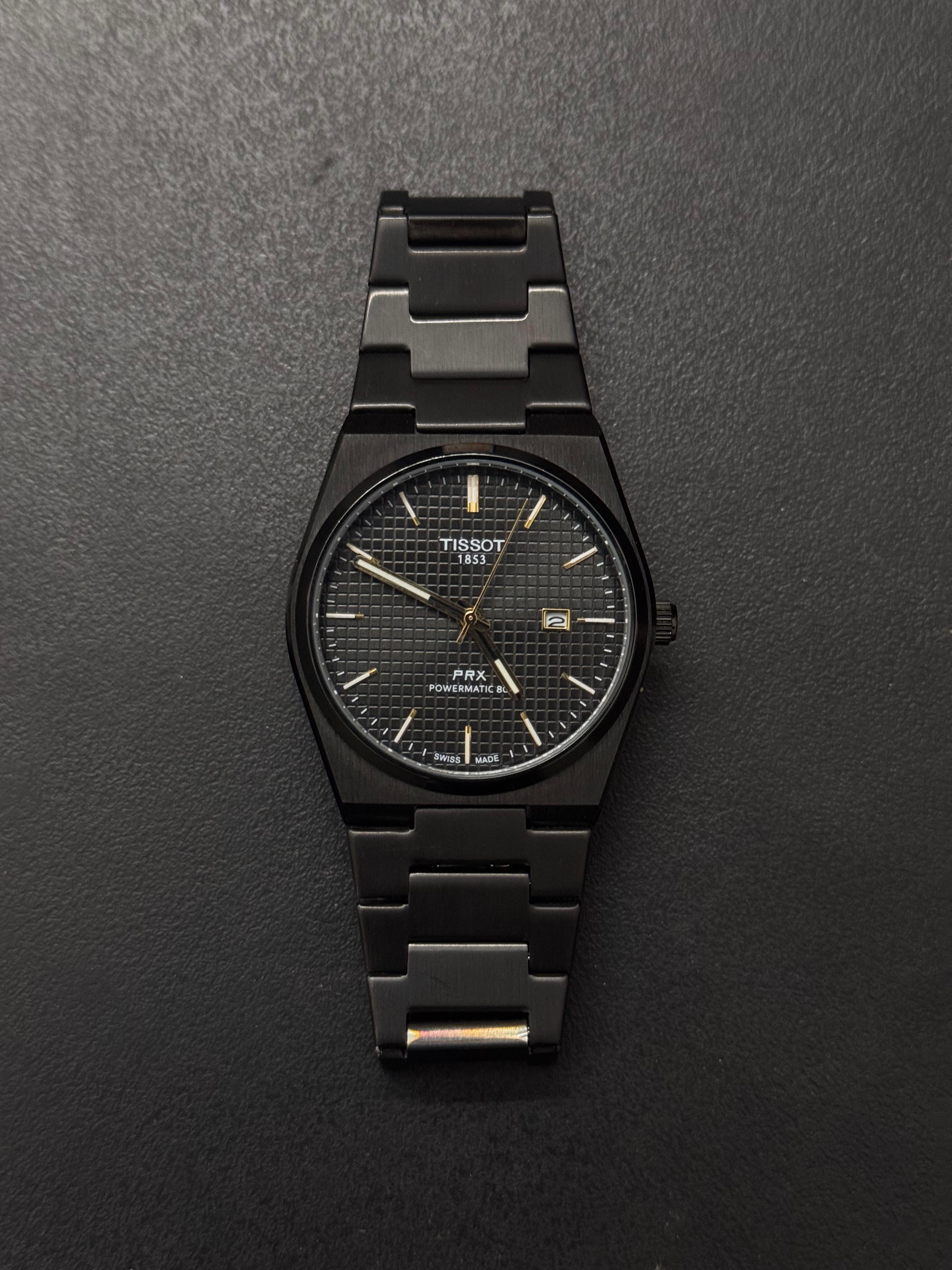 Black Tissot PRX Men's Watch – Luxury Steel Design - Huizen