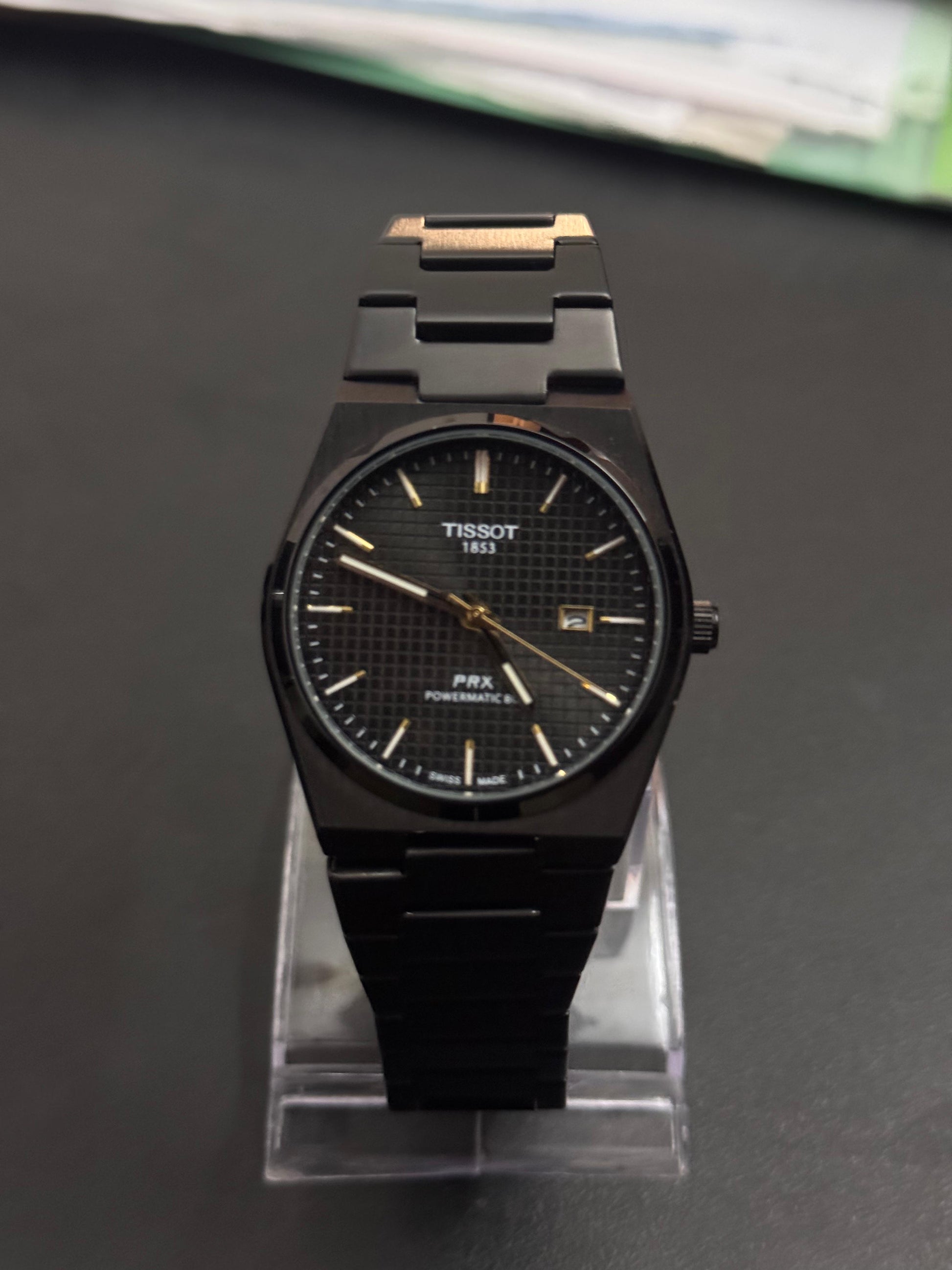 Black Tissot PRX Men's Watch – Luxury Steel Design - Huizen